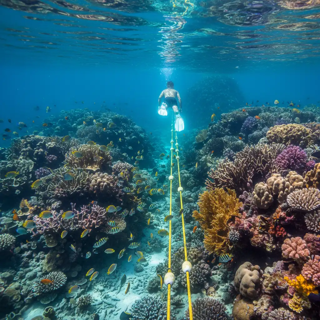 Snorkeling the underwater trail at Duck Island Noumea