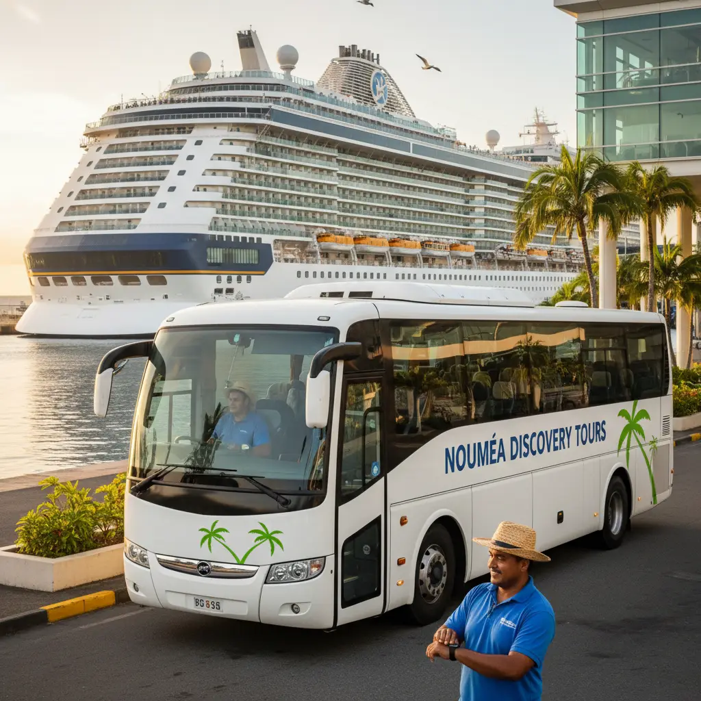 Reliable local transport waiting at Noumea cruise terminal