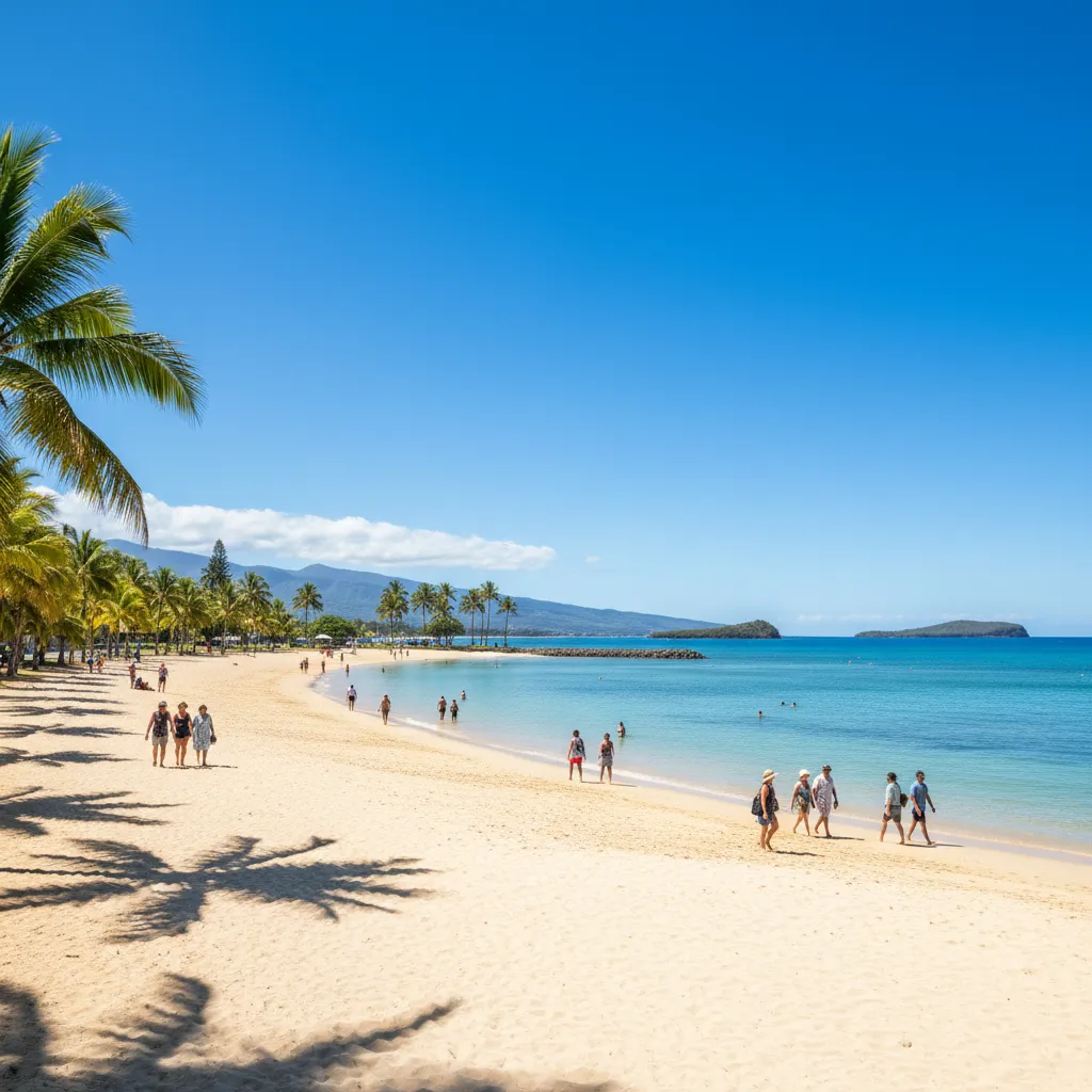 Sunny July day at Anse Vata beach in Noumea